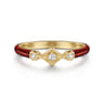 Enamel - 14K Yellow Gold Diamond Split Stackable with Chrome Red Enamel - 0.06 ct