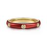 Enamel - 14K Yellow Gold Diamond Split Stackable with Chrome Red Enamel - 0.05 ct
