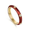Enamel - 14K Yellow Gold Diamond Split Stackable with Chrome Red Enamel - 0.05 ct