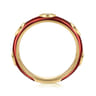 Enamel - 14K Yellow Gold Diamond Split Stackable with Chrome Red Enamel - 0.08 ct