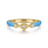 Enamel - 14K Yellow Gold Diamond Split Stackable with Dusk Blue Enamel - 0.06 ct