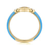 Enamel - 14K Yellow Gold Diamond Split Stackable with Dusk Blue Enamel - 0.06 ct