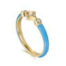 Enamel - 14K Yellow Gold Diamond Split Stackable with Dusk Blue Enamel - 0.06 ct