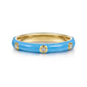 Enamel - 14K Yellow Gold Diamond Split Stackable with Dusk Blue Enamel - 0.05 ct