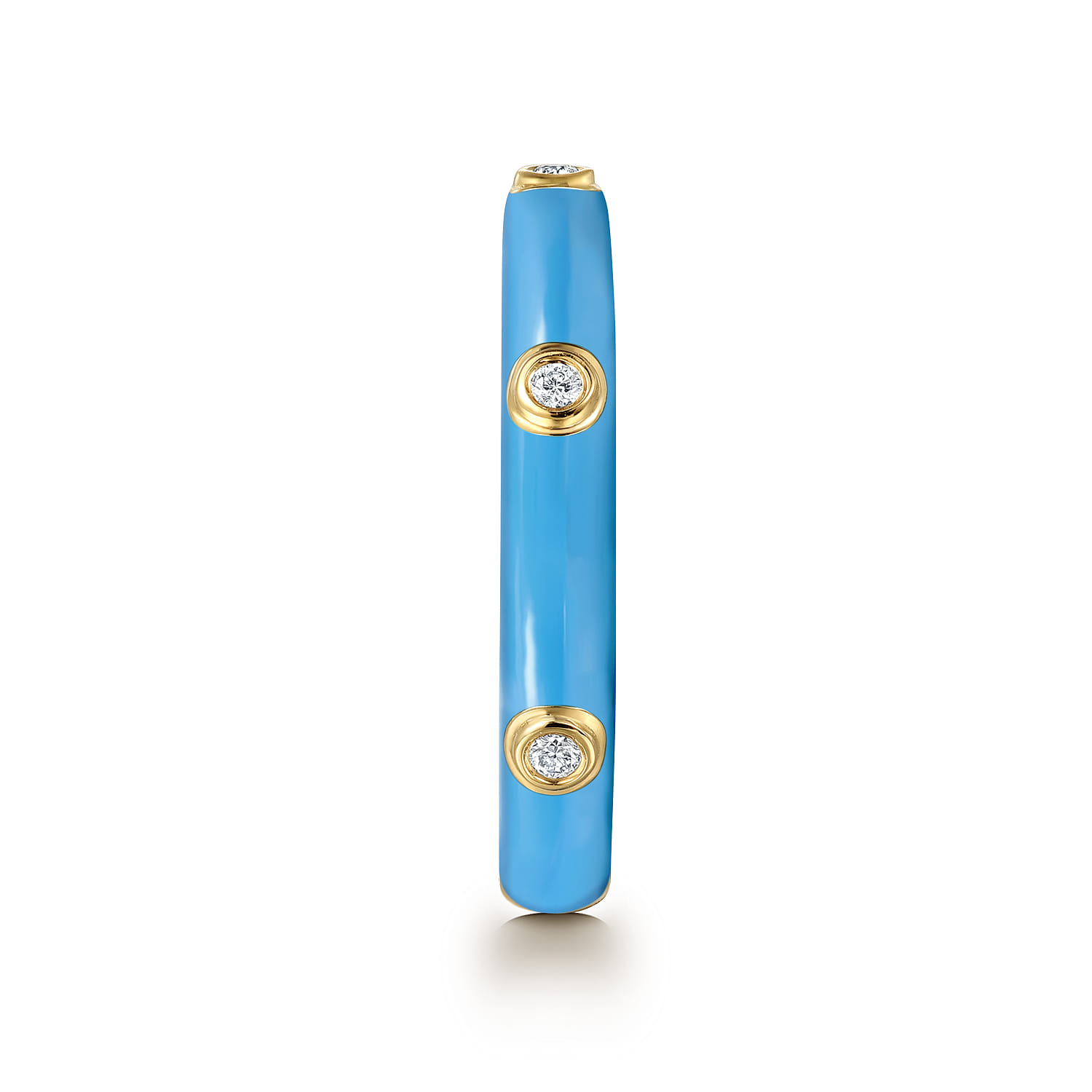 Enamel - 14K Yellow Gold Diamond Split Stackable with Dusk Blue Enamel - 0.05 ct - Shot 3