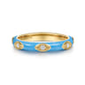 Enamel - 14K Yellow Gold Diamond Split Stackable with Dusk Blue Enamel - 0.08 ct