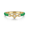 Enamel - 14K Yellow Gold Diamond Split Stackable with Emerald Green Enamel - 0.06 ct
