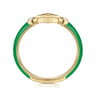 Enamel - 14K Yellow Gold Diamond Split Stackable with Emerald Green Enamel - 0.06 ct