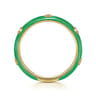 Enamel - 14K Yellow Gold Diamond Split Stackable with Emerald Green Enamel - 0.05 ct