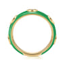 Enamel - 14K Yellow Gold Diamond Split Stackable with Emerald Green Enamel - 0.08 ct