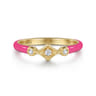 Enamel - 14K Yellow Gold Diamond Split Stackable with Fuchsia Enamel - 0.06 ct