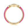 Enamel - 14K Yellow Gold Diamond Split Stackable with Fuchsia Enamel - 0.06 ct