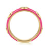 Enamel - 14K Yellow Gold Diamond Split Stackable with Fuchsia Enamel - 0.08 ct