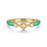 Enamel - 14K Yellow Gold Diamond Split Stackable with Mint Green Enamel - 0.06 ct