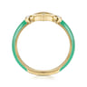 Enamel - 14K Yellow Gold Diamond Split Stackable with Mint Green Enamel - 0.06 ct