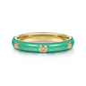 Enamel - 14K Yellow Gold Diamond Split Stackable with Mint Green Enamel - 0.05 ct