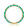 Enamel - 14K Yellow Gold Diamond Split Stackable with Mint Green Enamel - 0.05 ct