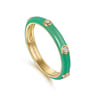 Enamel - 14K Yellow Gold Diamond Split Stackable with Mint Green Enamel - 0.05 ct