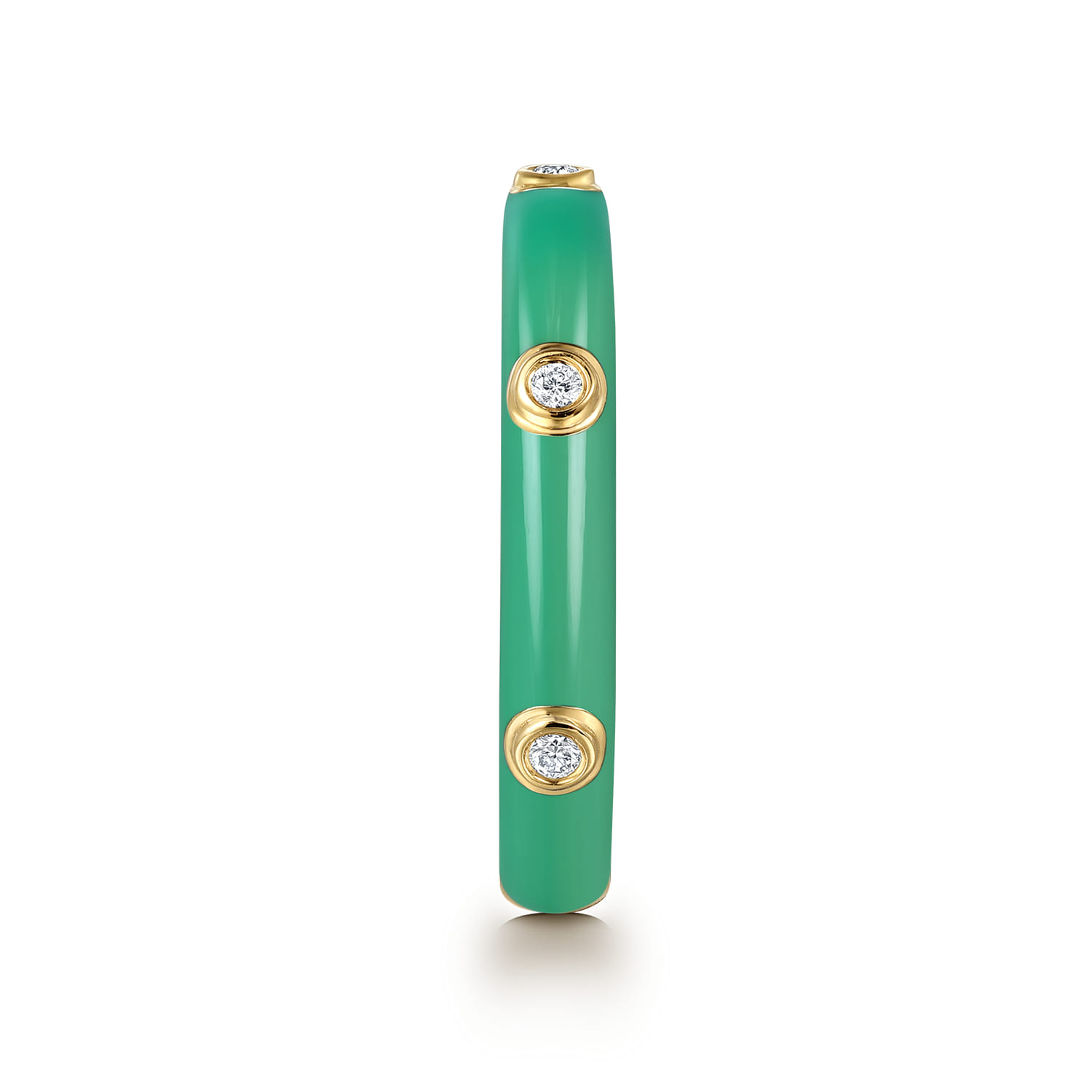 Enamel - 14K Yellow Gold Diamond Split Stackable with Mint Green Enamel - 0.05 ct - Shot 4