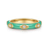 Enamel - 14K Yellow Gold Diamond Split Stackable with Mint Green Enamel - 0.08 ct