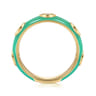 Enamel - 14K Yellow Gold Diamond Split Stackable with Mint Green Enamel - 0.08 ct