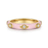 Enamel - 14K Yellow Gold Diamond Split Stackable with Neutral Pink Enamel - 0.08 ct