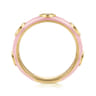 Enamel - 14K Yellow Gold Diamond Split Stackable with Neutral Pink Enamel - 0.08 ct