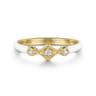 Enamel - 14K Yellow Gold Diamond Split Stackable with White Enamel - 0.06 ct