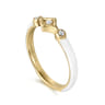 Enamel - 14K Yellow Gold Diamond Split Stackable with White Enamel - 0.06 ct