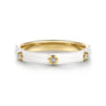 Enamel - 14K Yellow Gold Diamond Split Stackable with White Enamel - 0.05 ct