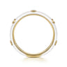 Enamel - 14K Yellow Gold Diamond Split Stackable with White Enamel - 0.05 ct