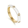 Enamel - 14K Yellow Gold Diamond Split Stackable with White Enamel - 0.05 ct