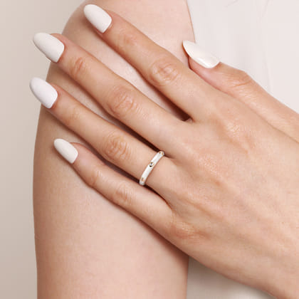 Enamel - 14K Yellow Gold Diamond Split Stackable with White Enamel