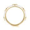 Enamel - 14K Yellow Gold Diamond Split Stackable with White Enamel - 0.08 ct