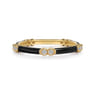 Enamel - 14K Yellow Gold Diamond Station Stackable with Black Enamel - 0.13 ct