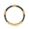 Enamel - 14K Yellow Gold Diamond Station Stackable with Black Enamel - 0.13 ct