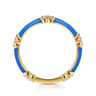 Enamel - 14K Yellow Gold Diamond Station Stackable with Blue Enamel - 0.13 ct