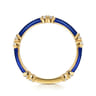 Enamel - 14K Yellow Gold Diamond Station Stackable with Chrome Blue Enamel - 0.13 ct