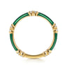 Enamel - 14K Yellow Gold Diamond Station Stackable with Chrome Green Enamel - 0.13 ct
