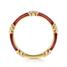 Enamel - 14K Yellow Gold Diamond Station Stackable with Chrome Red Enamel - 0.13 ct