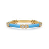 Enamel - 14K Yellow Gold Diamond Station Stackable with Dusk Blue Enamel - 0.13 ct