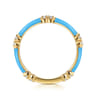 Enamel - 14K Yellow Gold Diamond Station Stackable with Dusk Blue Enamel - 0.13 ct