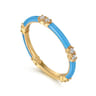 Enamel - 14K Yellow Gold Diamond Station Stackable with Dusk Blue Enamel - 0.13 ct