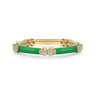 Enamel - 14K Yellow Gold Diamond Station Stackable with Emerald Green Enamel - 0.13 ct