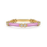 Enamel - 14K Yellow Gold Diamond Station Stackable with Millenial Pink Enamel - 0.13 ct