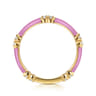 Enamel - 14K Yellow Gold Diamond Station Stackable with Millenial Pink Enamel - 0.13 ct