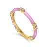 Enamel - 14K Yellow Gold Diamond Station Stackable with Millenial Pink Enamel - 0.13 ct