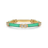 Enamel - 14K Yellow Gold Diamond Station Stackable with Mint Green Enamel - 0.13 ct