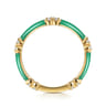 Enamel - 14K Yellow Gold Diamond Station Stackable with Mint Green Enamel - 0.13 ct