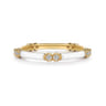 Enamel - 14K Yellow Gold Diamond Station Stackable with White Enamel - 0.13 ct